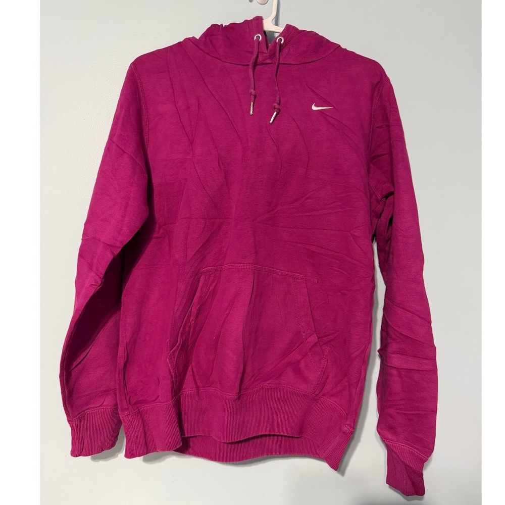 Nike Unisex L Magenta Purple Pullover Hoodie‎ Embroidered Swoosh Fleece 1091
